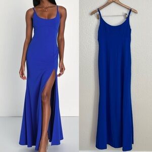 NWOT Modern Sensation Royal Blue Scoop Neck Mermaid Maxi Dress